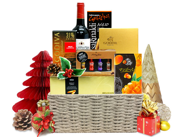 Christmas Gift Hamper - Christmas Fancy Picnic Wine And Food Gift Hamper M7 - L36669649 Photo