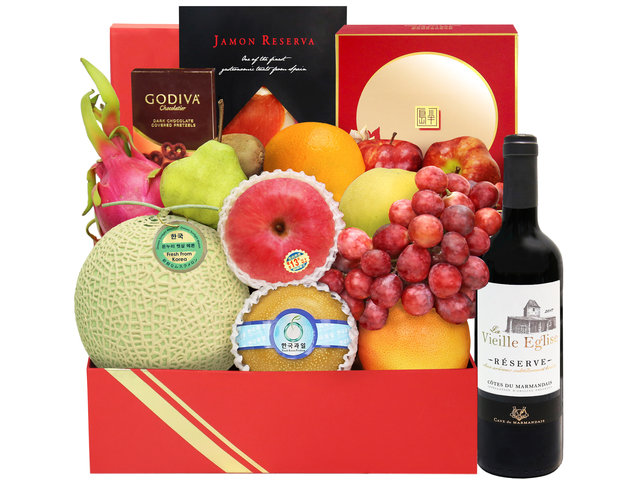 Mid-Autumn Gift Hamper - Mid Autumn Fancy Spanish Ham And Wine Fruit Hamper MA04 - M30904A1 Photo