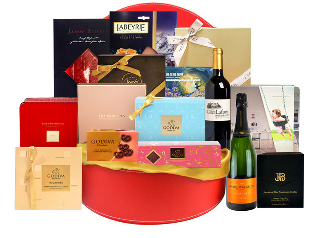 Wine n Food Hamper - Deluxe Fine Wine And Chocolate Gift Hamper FH45 - L160165 Photo